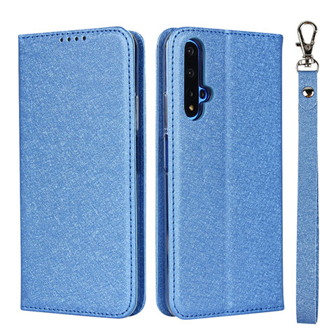 Custodia Portafoglio In Pelle Cover con Supporto T14 per Huawei Honor 20 Blu