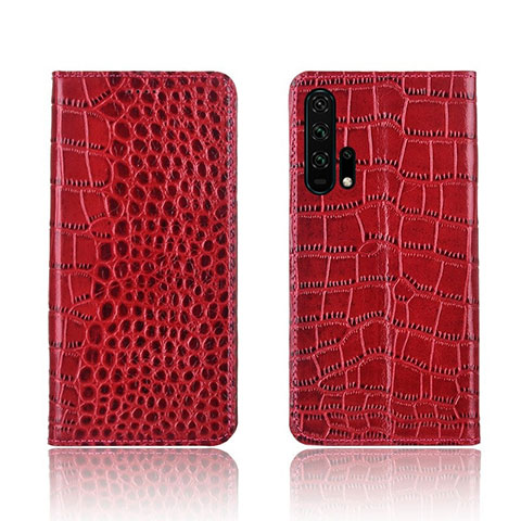 Custodia Portafoglio In Pelle Cover con Supporto T14 per Huawei Honor 20 Pro Rosso