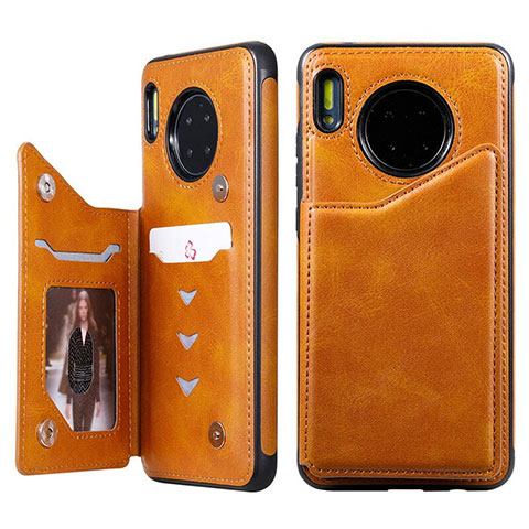 Custodia Portafoglio In Pelle Cover con Supporto T14 per Huawei Mate 30 Pro Arancione