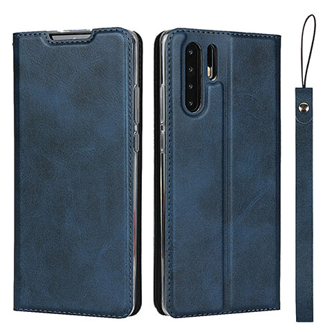 Custodia Portafoglio In Pelle Cover con Supporto T14 per Huawei P30 Pro Blu