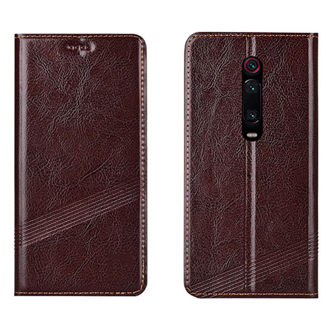 Custodia Portafoglio In Pelle Cover con Supporto T14 per Xiaomi Mi 9T Marrone