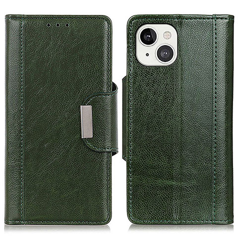 Custodia Portafoglio In Pelle Cover con Supporto T15 per Apple iPhone 13 Verde