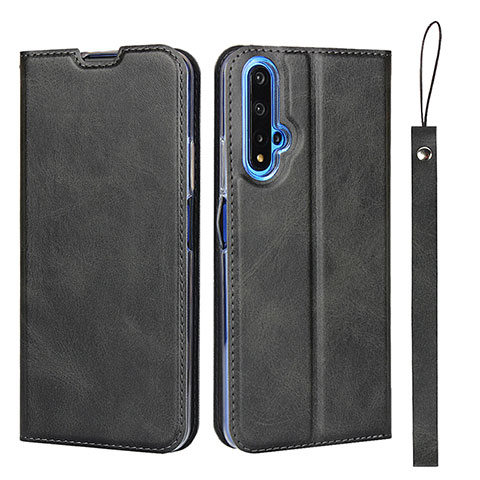 Custodia Portafoglio In Pelle Cover con Supporto T15 per Huawei Nova 5T Nero