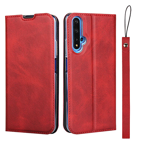 Custodia Portafoglio In Pelle Cover con Supporto T15 per Huawei Nova 5T Rosso