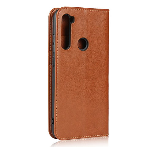 Custodia Portafoglio In Pelle Cover con Supporto T15 per Xiaomi Redmi Note 8T Arancione