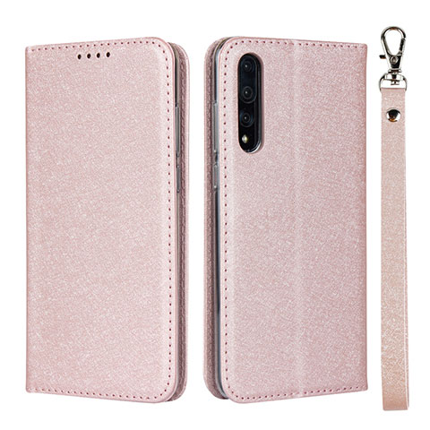 Custodia Portafoglio In Pelle Cover con Supporto T16 per Huawei P20 Pro Oro Rosa