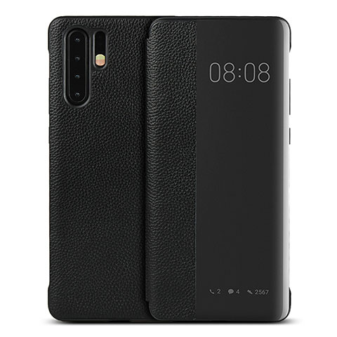 Custodia Portafoglio In Pelle Cover con Supporto T16 per Huawei P30 Pro Nero