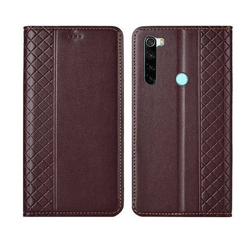 Custodia Portafoglio In Pelle Cover con Supporto T16 per Xiaomi Redmi Note 8 Marrone