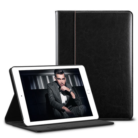 Custodia Portafoglio In Pelle Cover con Supporto U01 per Apple iPad Pro 10.5 Nero