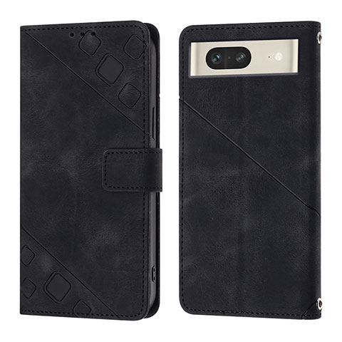 Custodia Portafoglio In Pelle Cover con Supporto Y01B per Google Pixel 7 5G Nero