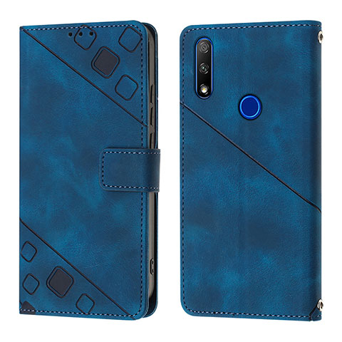 Custodia Portafoglio In Pelle Cover con Supporto Y01B per Huawei Honor 9X Blu