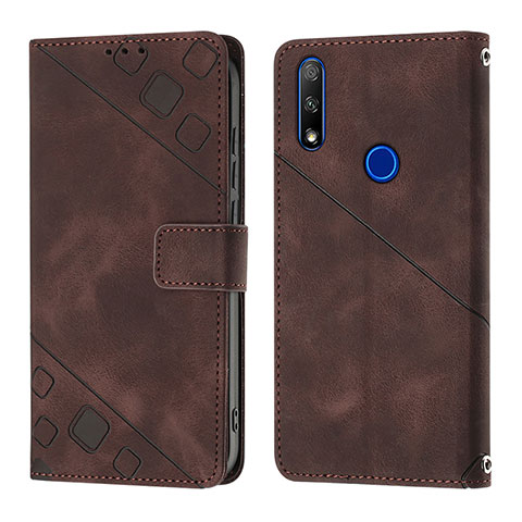 Custodia Portafoglio In Pelle Cover con Supporto Y01B per Huawei Honor 9X Marrone