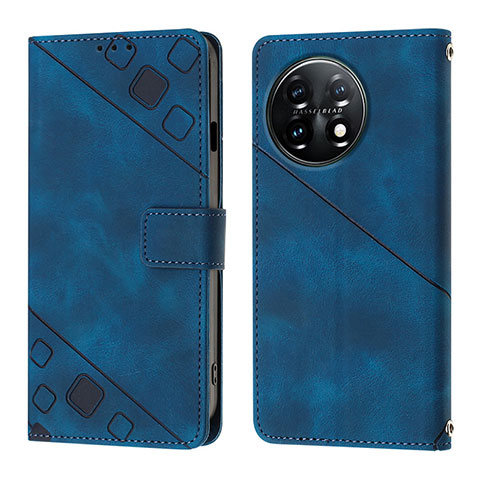 Custodia Portafoglio In Pelle Cover con Supporto Y01B per OnePlus 11 5G Blu