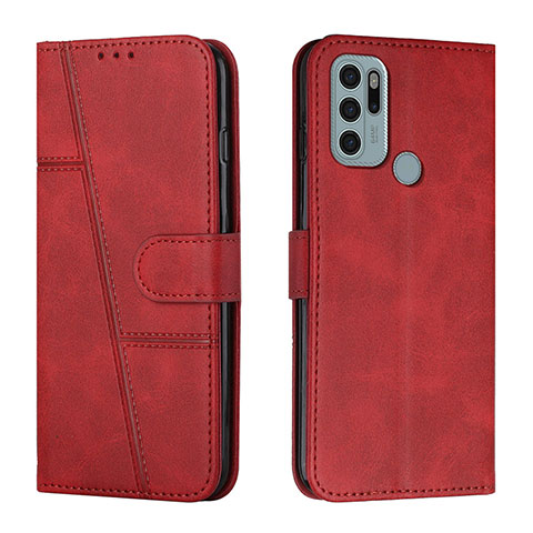 Custodia Portafoglio In Pelle Cover con Supporto Y01X per Motorola Moto G60s Rosso