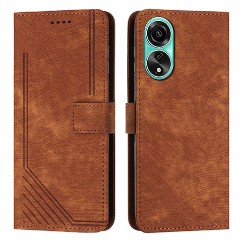 Custodia Portafoglio In Pelle Cover con Supporto Y01X per Oppo A18 Marrone