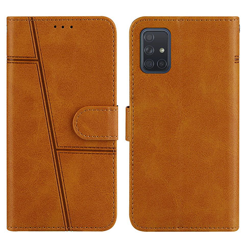 Custodia Portafoglio In Pelle Cover con Supporto Y01X per Samsung Galaxy A71 5G Marrone Chiaro