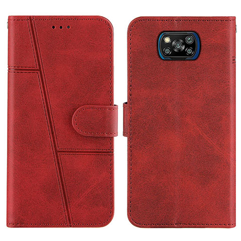 Custodia Portafoglio In Pelle Cover con Supporto Y01X per Xiaomi Poco X3 NFC Rosso