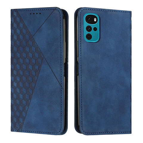 Custodia Portafoglio In Pelle Cover con Supporto Y02X per Motorola Moto G22 Blu