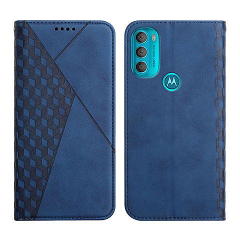 Custodia Portafoglio In Pelle Cover con Supporto Y02X per Motorola Moto G71 5G Blu