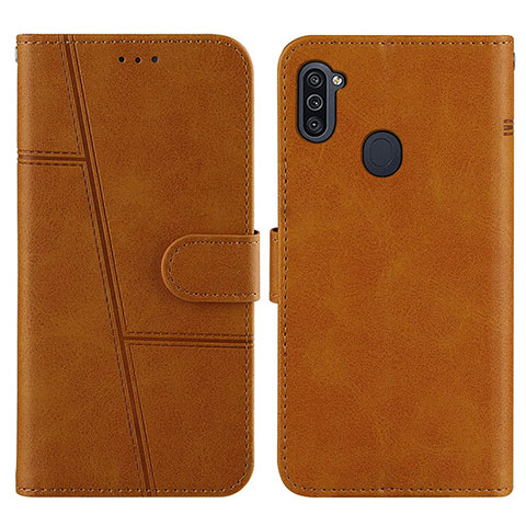 Custodia Portafoglio In Pelle Cover con Supporto Y02X per Samsung Galaxy M11 Marrone Chiaro