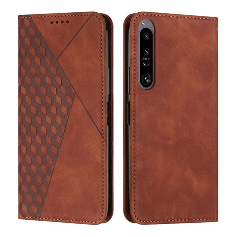 Custodia Portafoglio In Pelle Cover con Supporto Y02X per Sony Xperia 1 IV Marrone