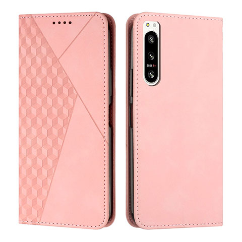 Custodia Portafoglio In Pelle Cover con Supporto Y02X per Sony Xperia 5 IV Oro Rosa