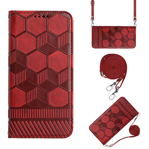 Custodia Portafoglio In Pelle Cover con Supporto Y03B per Apple iPhone 14 Plus Rosso