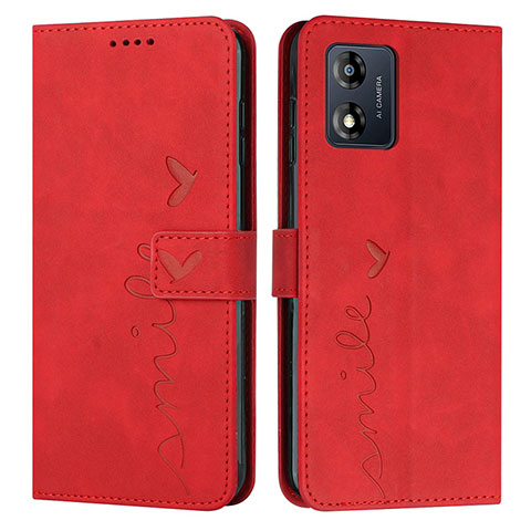 Custodia Portafoglio In Pelle Cover con Supporto Y03X per Motorola Moto E13 Rosso