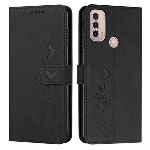 Custodia Portafoglio In Pelle Cover con Supporto Y03X per Motorola Moto E20 Nero