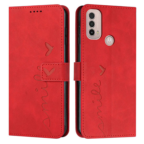 Custodia Portafoglio In Pelle Cover con Supporto Y03X per Motorola Moto E40 Rosso