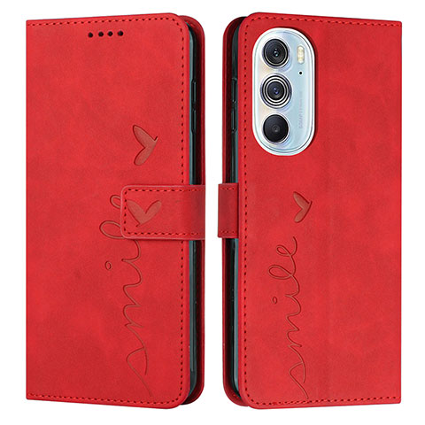 Custodia Portafoglio In Pelle Cover con Supporto Y03X per Motorola Moto Edge 30 Pro 5G Rosso