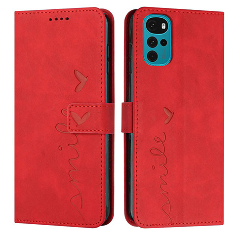Custodia Portafoglio In Pelle Cover con Supporto Y03X per Motorola Moto G22 Rosso