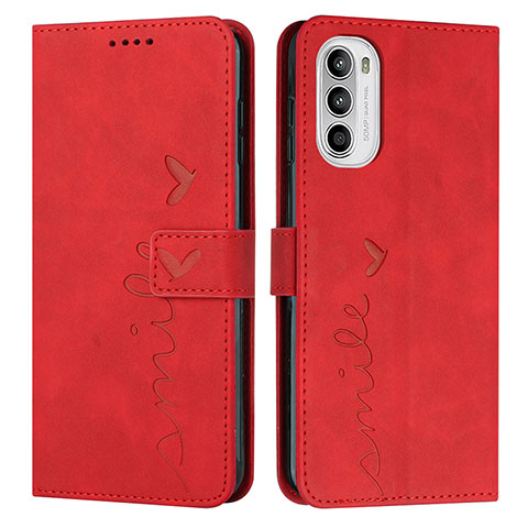 Custodia Portafoglio In Pelle Cover con Supporto Y03X per Motorola MOTO G52 Rosso