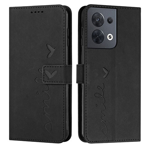 Custodia Portafoglio In Pelle Cover con Supporto Y03X per Oppo Reno8 5G Nero