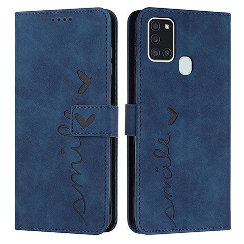 Custodia Portafoglio In Pelle Cover con Supporto Y03X per Samsung Galaxy A21s Blu