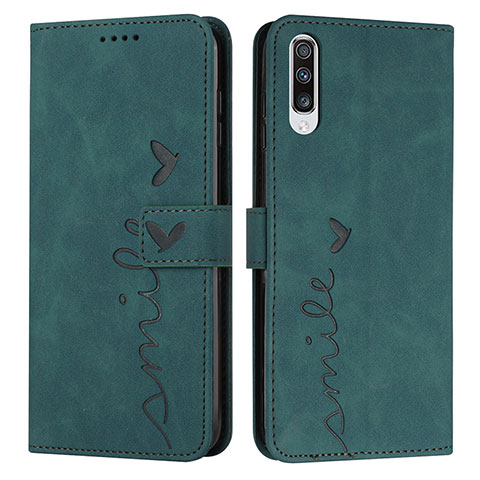 Custodia Portafoglio In Pelle Cover con Supporto Y03X per Samsung Galaxy A50 Verde