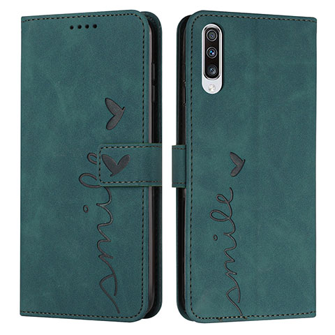 Custodia Portafoglio In Pelle Cover con Supporto Y03X per Samsung Galaxy A70 Verde