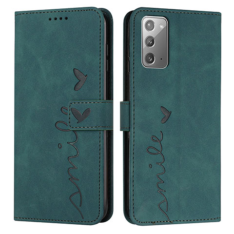 Custodia Portafoglio In Pelle Cover con Supporto Y03X per Samsung Galaxy Note 20 5G Verde