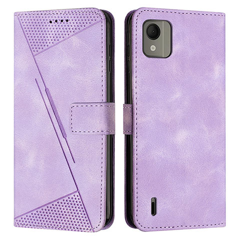 Custodia Portafoglio In Pelle Cover con Supporto Y07X per Nokia C110 Viola