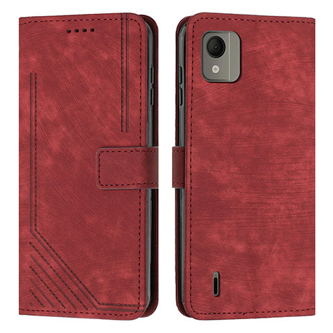 Custodia Portafoglio In Pelle Cover con Supporto Y08X per Nokia C110 Rosso