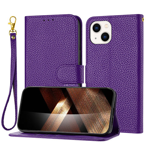 Custodia Portafoglio In Pelle Cover con Supporto Y09X per Apple iPhone 14 Plus Viola