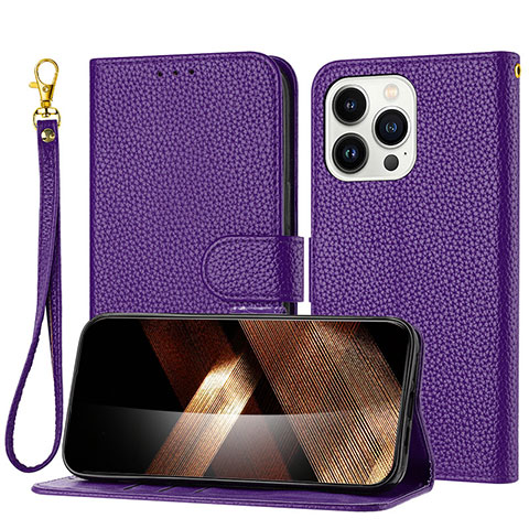 Custodia Portafoglio In Pelle Cover con Supporto Y09X per Apple iPhone 14 Pro Viola