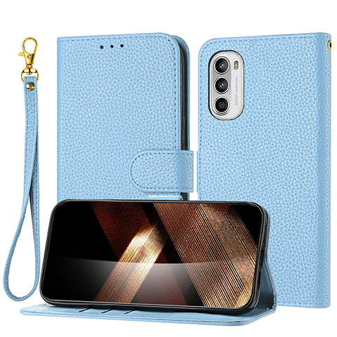 Custodia Portafoglio In Pelle Cover con Supporto Y09X per Motorola Moto G31 Blu