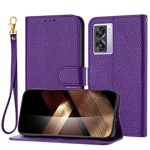 Custodia Portafoglio In Pelle Cover con Supporto Y09X per Realme Narzo 50 5G Viola