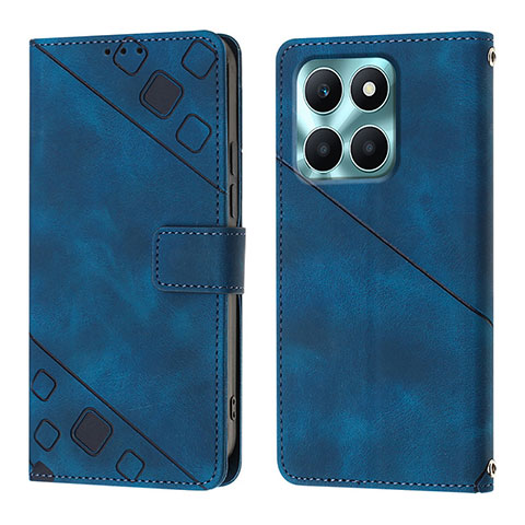 Custodia Portafoglio In Pelle Cover con Supporto YB1 per Huawei Honor X6a Blu