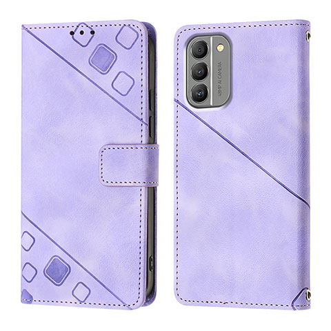 Custodia Portafoglio In Pelle Cover con Supporto YB1 per Nokia G400 5G Viola