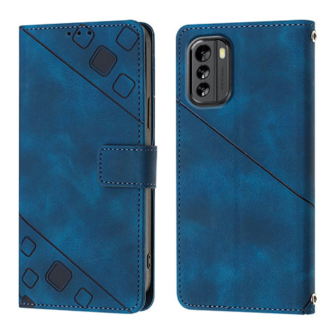 Custodia Portafoglio In Pelle Cover con Supporto YB1 per Nokia G60 5G Blu