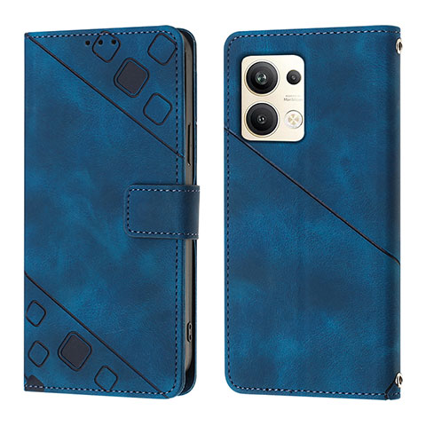 Custodia Portafoglio In Pelle Cover con Supporto YB1 per Oppo Reno9 Pro+ Plus 5G Blu