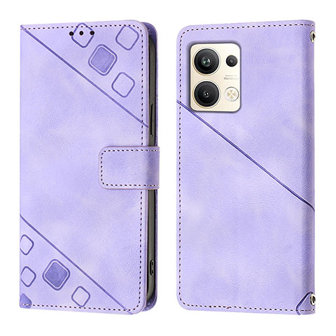 Custodia Portafoglio In Pelle Cover con Supporto YB1 per Oppo Reno9 Pro+ Plus 5G Viola