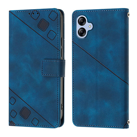 Custodia Portafoglio In Pelle Cover con Supporto YB1 per Samsung Galaxy A04E Blu